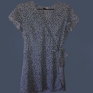 H&M Blue Floral Wrap Dress